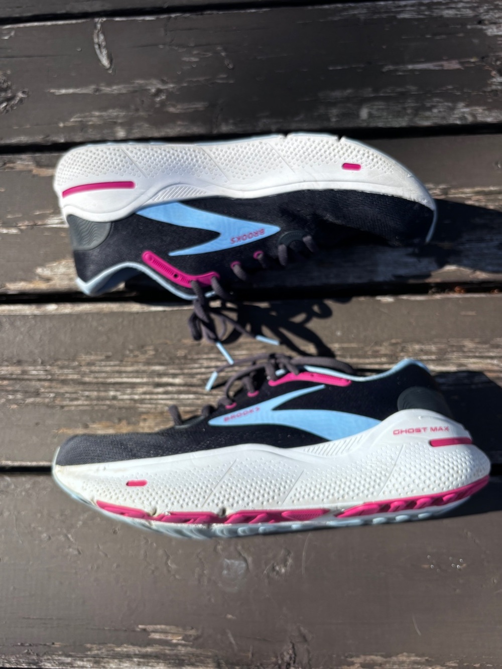 Brooks Black Running Shoe with Light Blue and Pink Accents - Picture 3 of 9